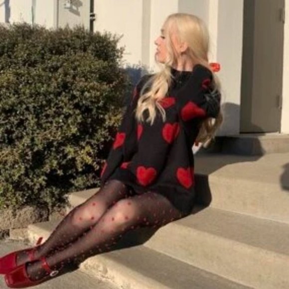 Heart Print long sleeve Knit Sweater Top casual wear - Picture 11 of 11